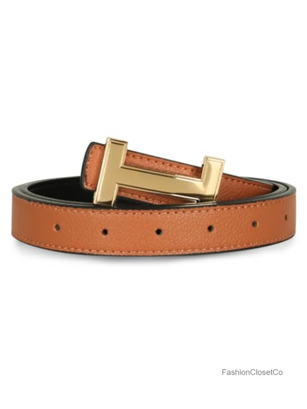 Women's Fashion Leather PU Belt with Gold Buckle Classic Elegant Adjustable